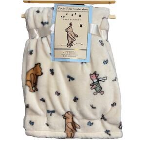 Winnie the Pooh Bear Collection Piglet Lovey Plush Baby Blanket Cream Bees NEW